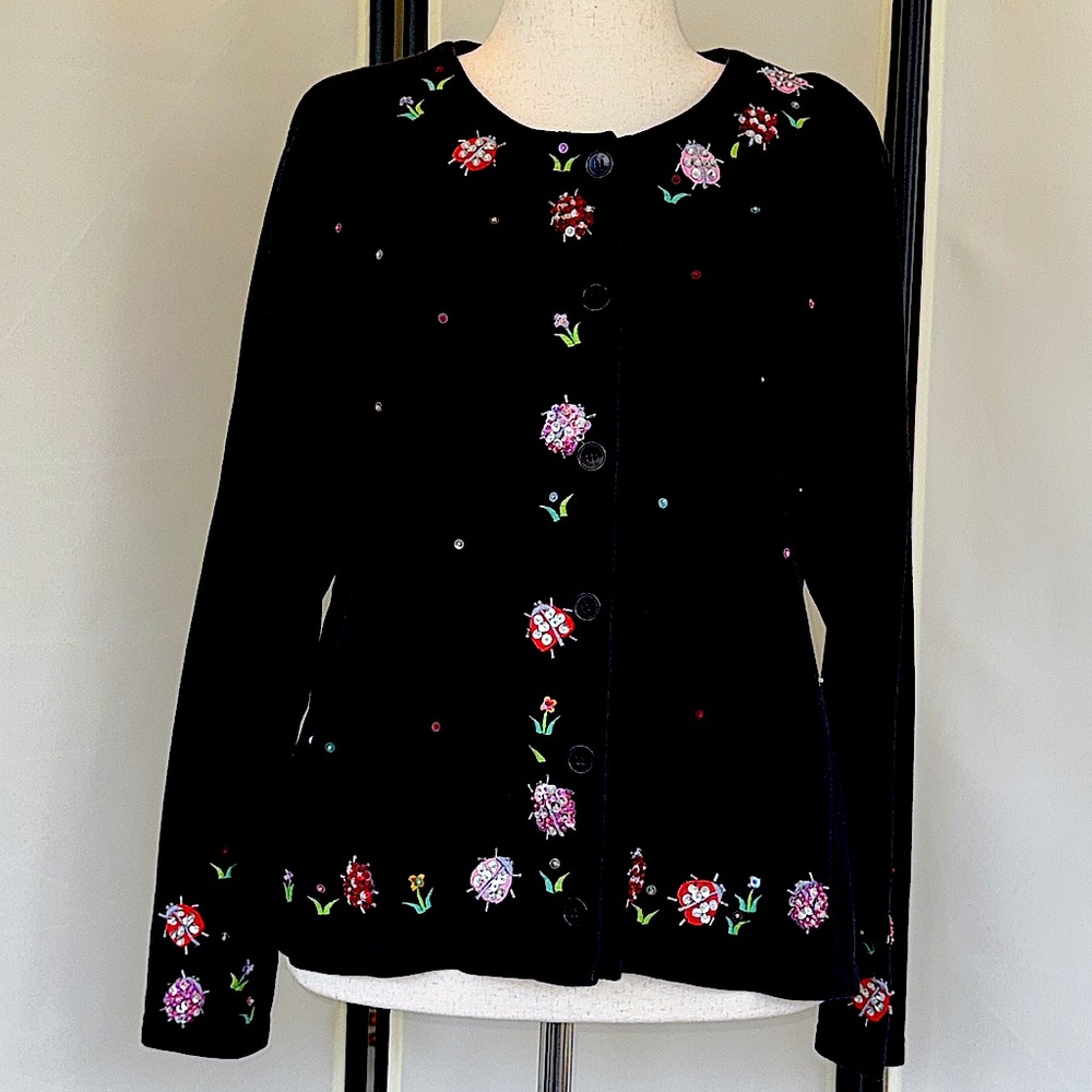 MICHAEL SIMONS EMBROIDERED JACKET/TOP WITH SEQUIN EMBELLISHMENT